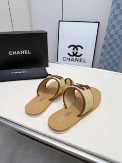 Alternative view of CHANEL Sandals & Mules Straw-Leather (Beige-Brown) EU35-43 A6020260603047289