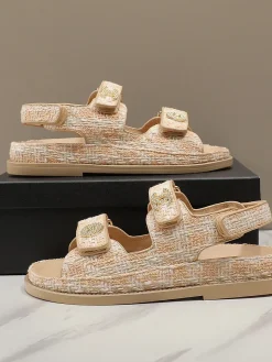 CHANEL Sandals & Mules Tweed (Beige-White) EU35-40 B20202606030477109