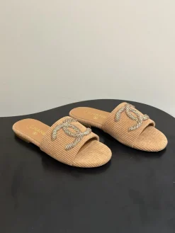 Alternative view of CHANEL Slides & Slippers Corduroy (Brown) EU35-39 B60202606030482119