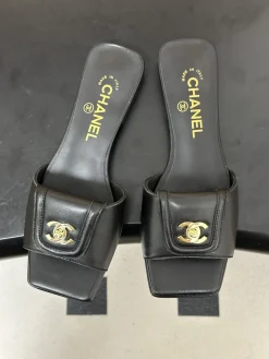 Alternative view of CHANEL Slides & Slippers Leather (Black-Gold) EU35-39 B40202606030500109