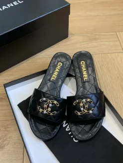 CHANEL Slides & Slippers Leather (Black-Gold-White) EU35-41 B40202606033276109
