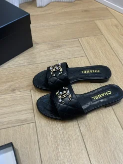 Alternative view of CHANEL Slides & Slippers Leather (Black-Gold-White) EU35-41 B40202606033276109