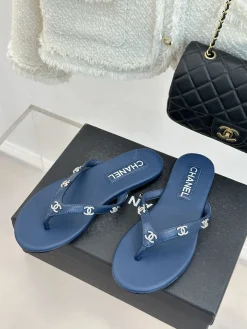 Alternative view of CHANEL Slides & Slippers Leather (Blue) EU35-39 B40202606030508109