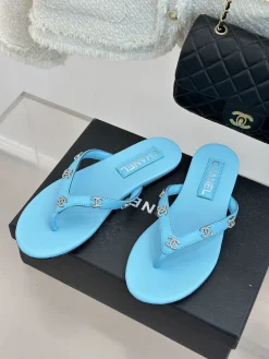 Alternative view of CHANEL Slides & Slippers Leather (Blue) EU35-39 B40202606030509109