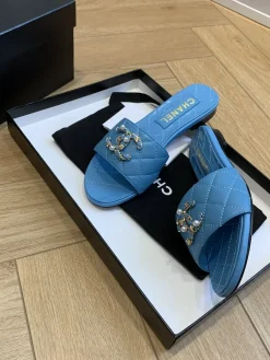 Alternative view of CHANEL Slides & Slippers Leather (Blue) EU35-41 B40202606033277109