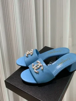 CHANEL Slides & Slippers Leather (Blue-Gold-White-Pink) EU35-41 B40202606033286109