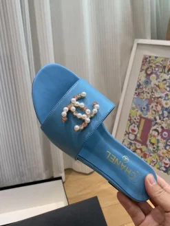 CHANEL Slides & Slippers Leather (Blue-White-Pink) EU35-41 B40202606033285109