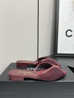 Alternative view of CHANEL Slides & Slippers Leather (Burgundy) EU35-41 B40202606030548109