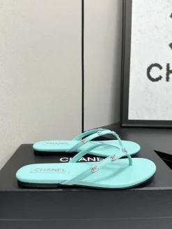 Alternative view of CHANEL Slides & Slippers Leather (Light Blue) EU35-41 B30202606030517109
