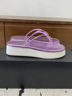 CHANEL Slides & Slippers Leather (Purple-White) EU35-40 B50202606030522119