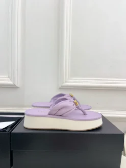 CHANEL Slides & Slippers Leather (Purple-White-Gold) EU35-39 B40202606030516109