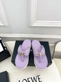 Alternative view of CHANEL Slides & Slippers Leather (Purple-White-Gold) EU35-39 B40202606030516109