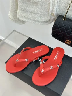 Alternative view of CHANEL Slides & Slippers Leather (Red) EU35-39 B40202606030523109