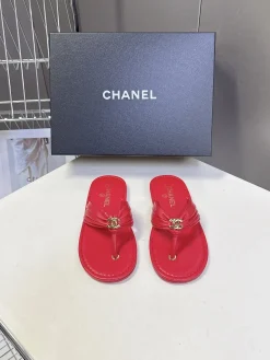 Alternative view of CHANEL Slides & Slippers Leather (Red) EU35-41 B40202606030524109