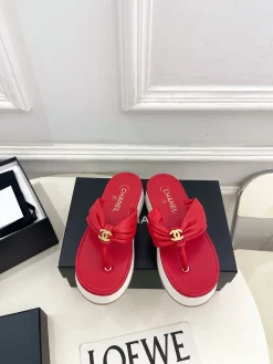 Alternative view of CHANEL Slides & Slippers Leather (Red-White-Gold) EU35-39 B40202606030527109