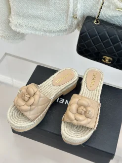 Alternative view of CHANEL Slides & Slippers Leather-Rope-Wood (Beige) EU35-39 C00202606030549129