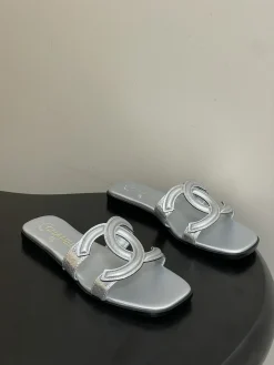 Alternative view of CHANEL Slides & Slippers Leather (Silver-Black) EU35-39 B30202606030528109