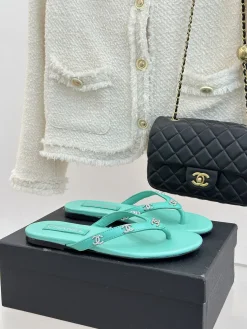 CHANEL Slides & Slippers Leather (Turquoise) EU35-39 B40202606030529109