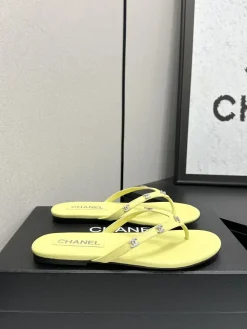 Alternative view of CHANEL Slides & Slippers Leather (Yellow-Black) EU35-41 B30202606030546109