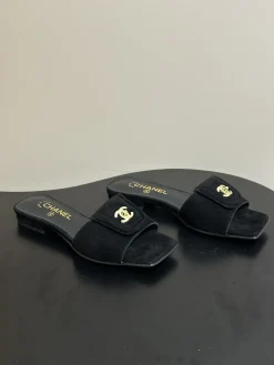 CHANEL Slides & Slippers Suede (Black-Gold) EU35-39 B40202606030571109