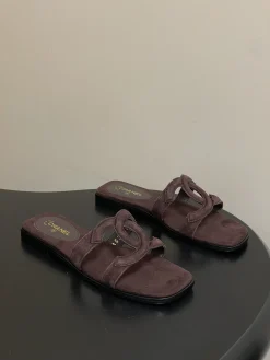 Alternative view of CHANEL Slides & Slippers Suede (Brown) EU35-39 B30202606030574109