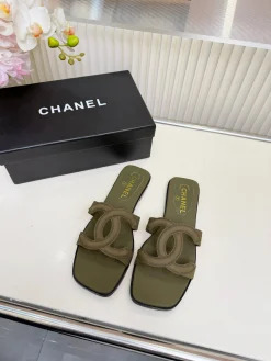 CHANEL Slides & Slippers Textile (Green) EU36-44 B0520260603058199