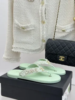 CHANEL Slides & Slippers Tweed (Light Green) EU35-39 B40202606030593109