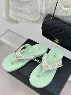 Alternative view of CHANEL Slides & Slippers Tweed (Light Green) EU35-39 B40202606030593109
