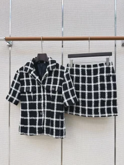 CHANEL Suits Wool-Acrylic (Black-White) S-M-L D65202606011701179