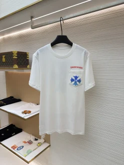 CHROME HEARTS T-shirts & Vests Cotton (White-Blue-Red) S-XL A6020260613044889