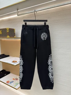 CHROME HEARTS Trousers & Shorts Cotton (Black-White) S-XL B35202606130607119