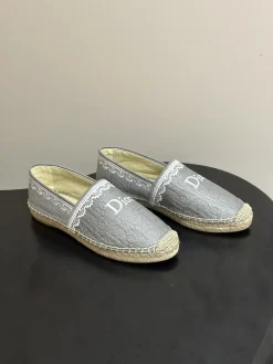 DIOR Boat Shoes & Espadrilles Canvas-Jute (Gray-White) EU35-39 B20202606030623109