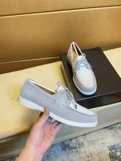 DIOR Boat Shoes & Espadrilles Suede-Canvas (Light Gray-White) EU38-44 B70202606030626119