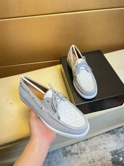 Alternative view of DIOR Boat Shoes & Espadrilles Suede-Canvas (Light Gray-White) EU38-44 B70202606030626119