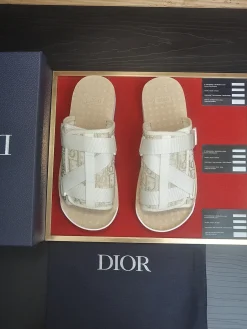 Alternative view of DIOR Slides & Slippers Canvas (Beige-White) EU39-45 A5020260603089089