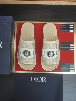 Alternative view of DIOR Slides & Slippers Canvas (Beige-White) EU39-45 A6020260603071389