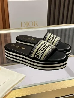 Alternative view of DIOR Slides & Slippers Canvas (Black-White) EU35-40 B0020260603070399