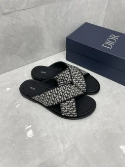 Alternative view of DIOR Slides & Slippers Canvas (Black-White) EU38-45 A9020260603071999