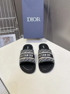Alternative view of DIOR Slides & Slippers Canvas (Black-White) EU39-44 A4020260603070689