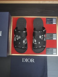 Alternative view of DIOR Slides & Slippers Canvas (Black-White) EU39-45 A5020260603088989