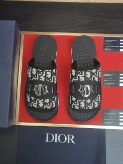 Alternative view of DIOR Slides & Slippers Canvas (Black-White) EU39-45 A6020260603070889