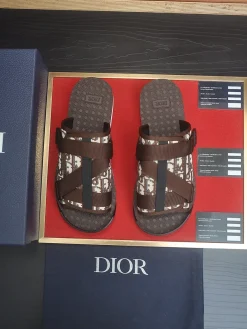 Alternative view of DIOR Slides & Slippers Canvas (Brown-White-Black) EU39-45 A5020260603071089