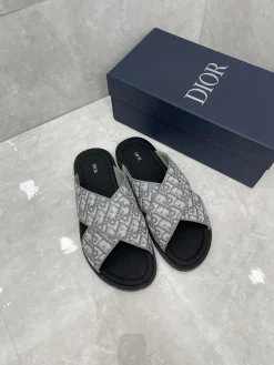 Alternative view of DIOR Slides & Slippers Canvas (Grey-White-Black) EU38-45 A9020260603072799