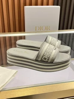 DIOR Slides & Slippers Canvas (Grey-White) EU35-40 B0020260603071199