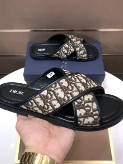 DIOR Slides & Slippers Canvas-Leather (Black-Brown-Beige) EU38-45 A2020260603071779