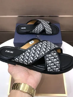 DIOR Slides & Slippers Canvas-Leather (Black-White) EU38-45 A2020260603072279