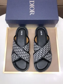 Alternative view of DIOR Slides & Slippers Canvas-Leather (Black-White) EU38-45 A2020260603072279