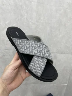 DIOR Slides & Slippers Canvas-Leather (Grey-Black) EU38-45 A9020260603071299