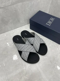 Alternative view of DIOR Slides & Slippers Canvas-Leather (Grey-Black) EU38-45 A9020260603071299