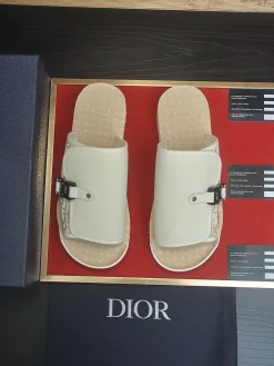 Alternative view of DIOR Slides & Slippers Canvas-Leather (White-Beige) EU39-45 A6020260603072589